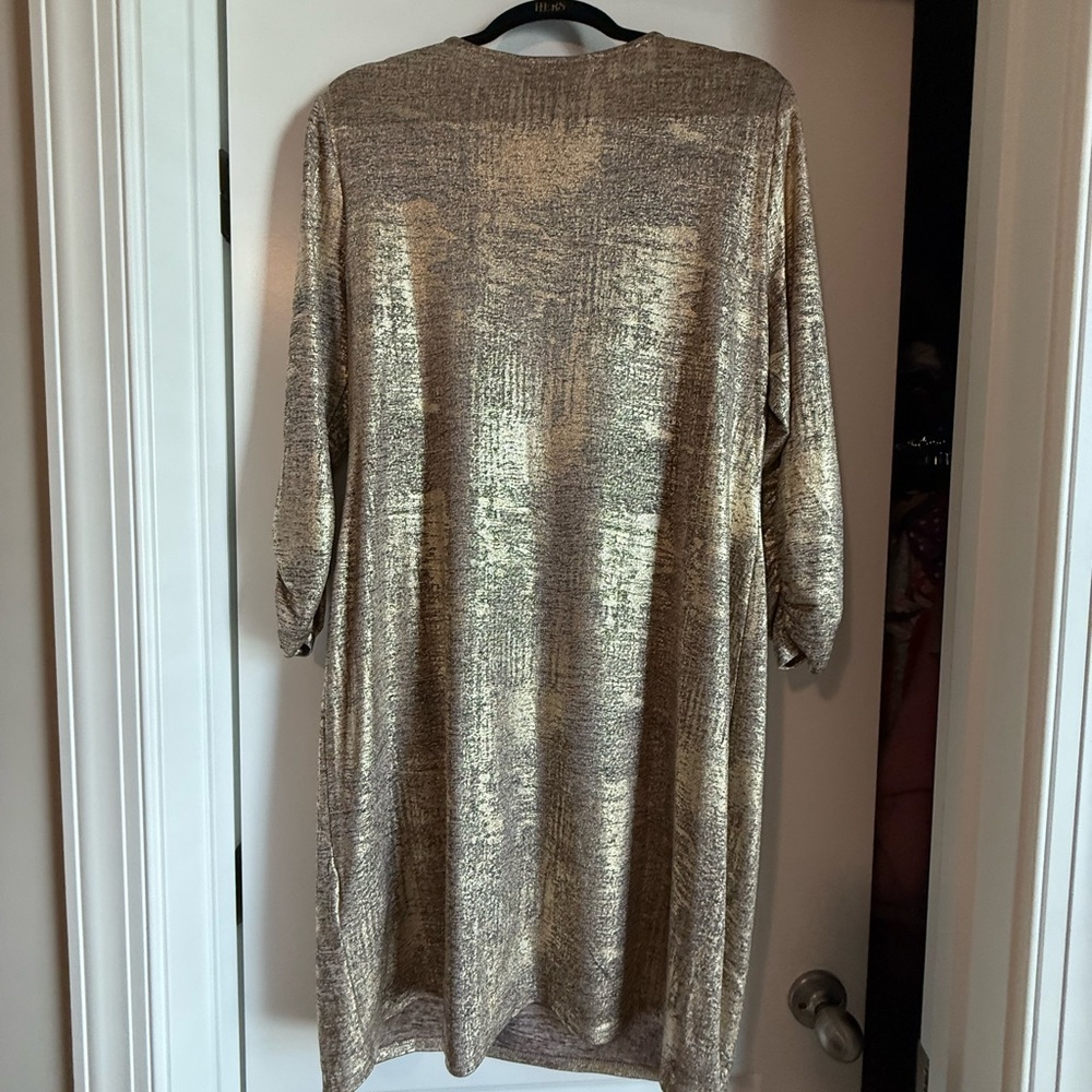JM Collection Rhinestone Zip Front Brush Gold Dress - Picture 5 of 5